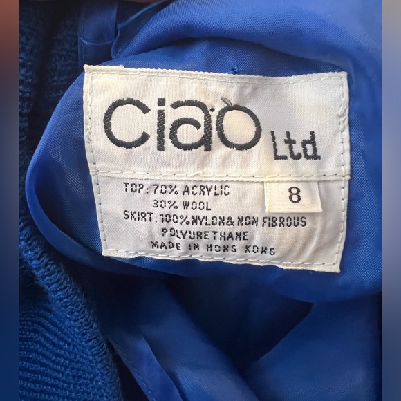 RARE VINTAGE 80s Ciao Ltd Made in Hong Kong Wool blend Dress Women's Size 8 - Picture 8 of 12